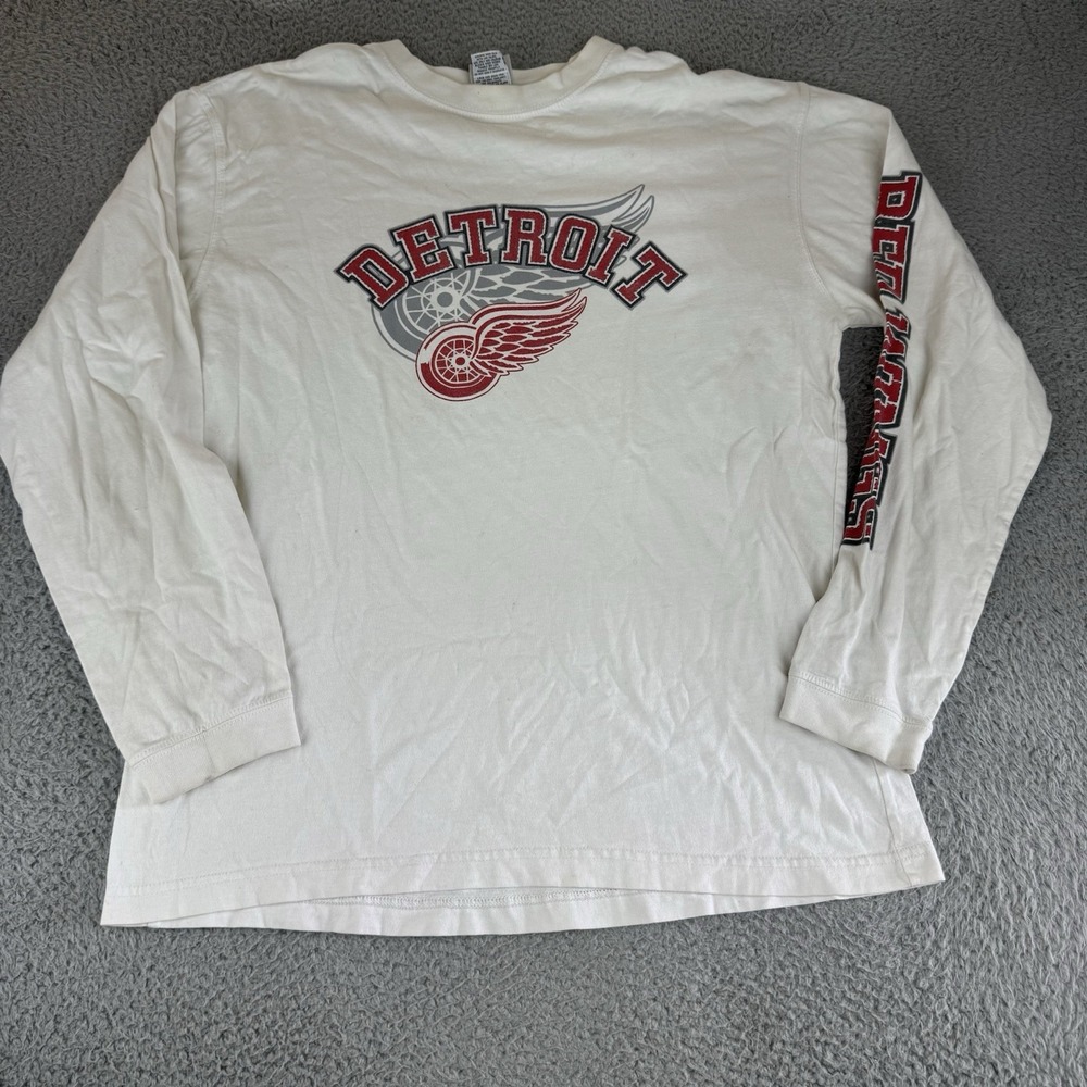 Vintage Detroit Red Wings Long Sleeve T-Shirt Large NHL Licensed Graphic Tee Y2K